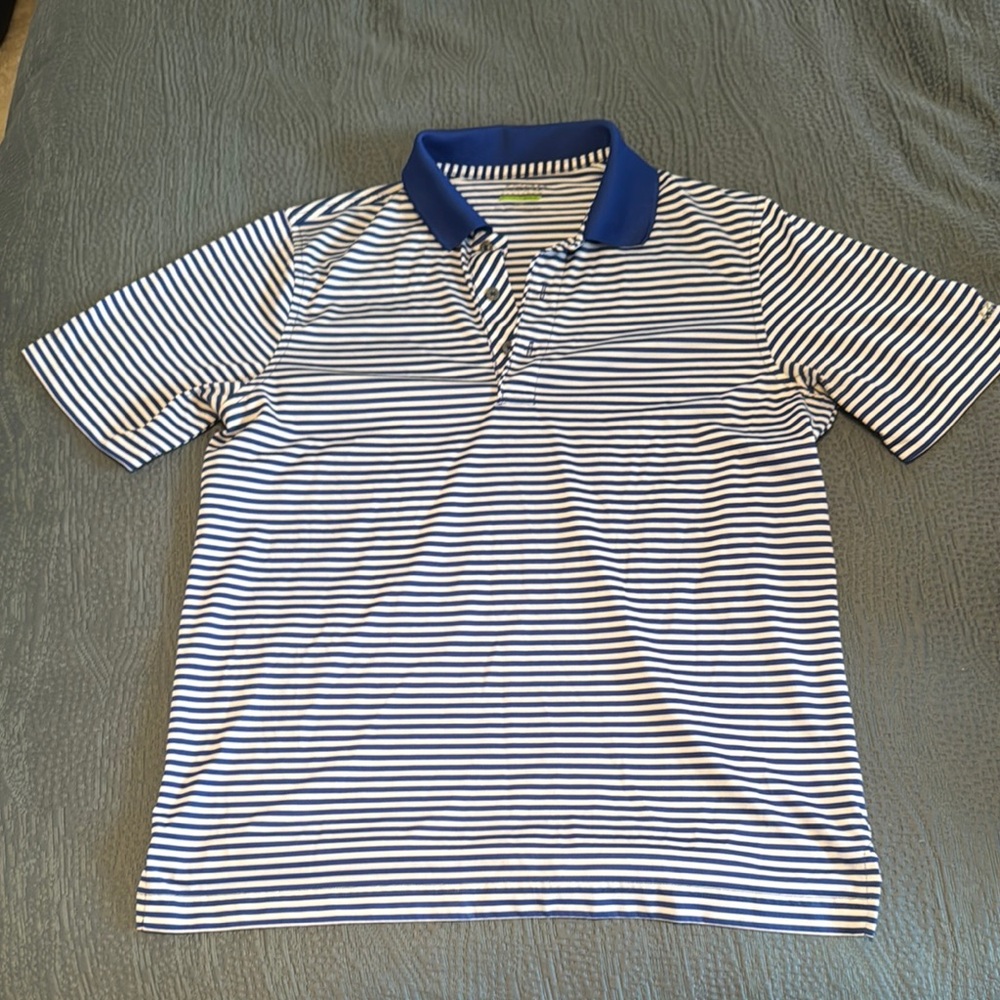 IZOD SM Striped Polo Shirt with Blue Collar